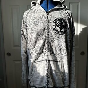 Affliction Live Fast Reversible Full Zip Hoodie Sweatshirt